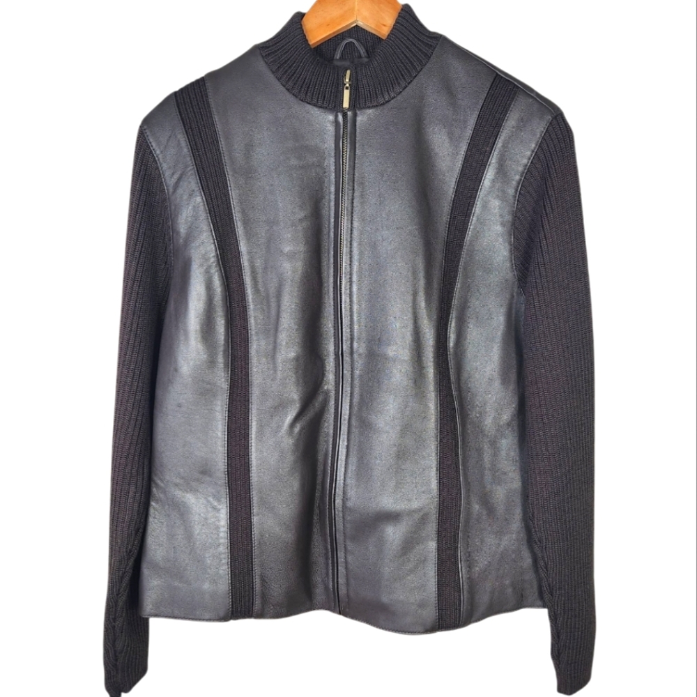 Worthington Genuine Leather Outer Shell Brown Jacket Sz. Large Women's